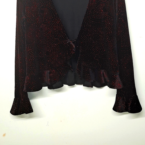 Vintage RK Evening Top Jacket Sparkle Dark Red Large - Picture 4 of 4